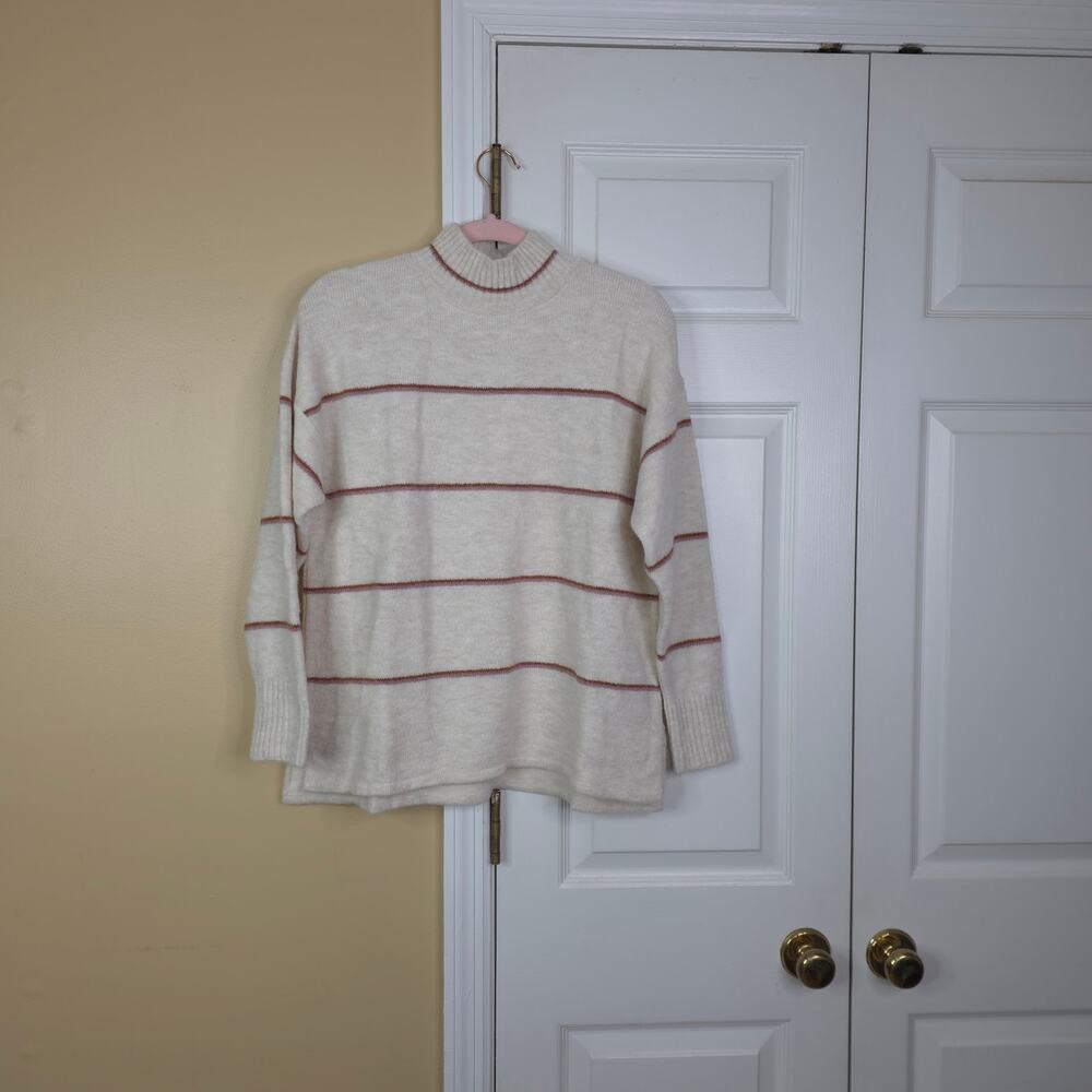 Mus & Bombon Eume Stripped Turtleneck Sweater in Crudo Size M